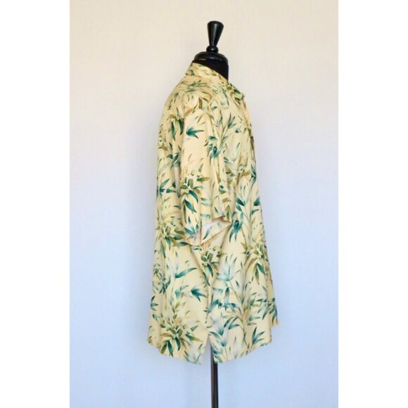 NEW! Tori Richard Honolulu 100% Silk Button Front Tropical Shirt Yellow SZ L - Picture 4 of 5